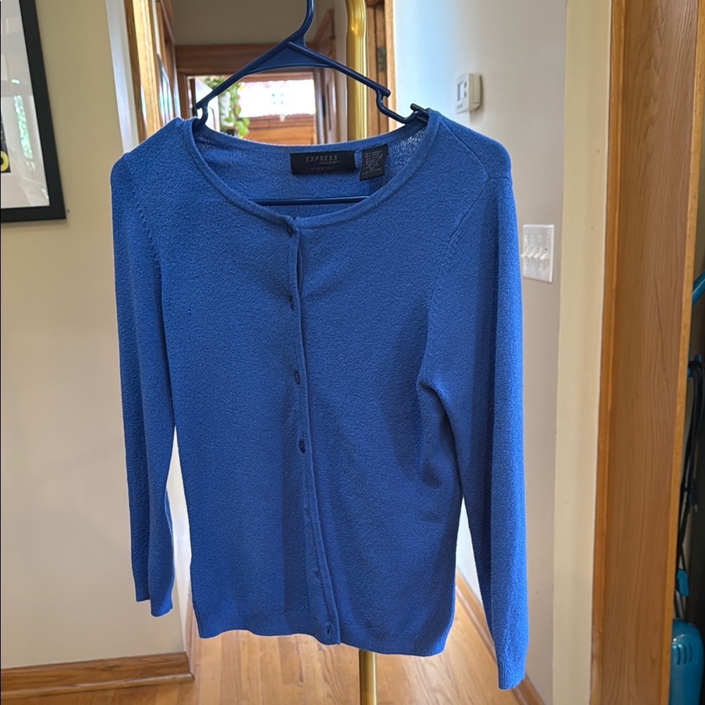 Express Vibrant Blue Knit Cardigan